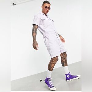 ASOS Men's Lavender Short-Sleeve Jumpsuit